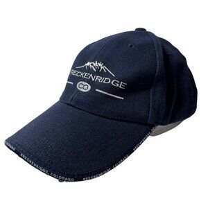 Breckenridge CO Embroidered Strap Back Trucker Hat Cap Navy Blue Detailed Bill